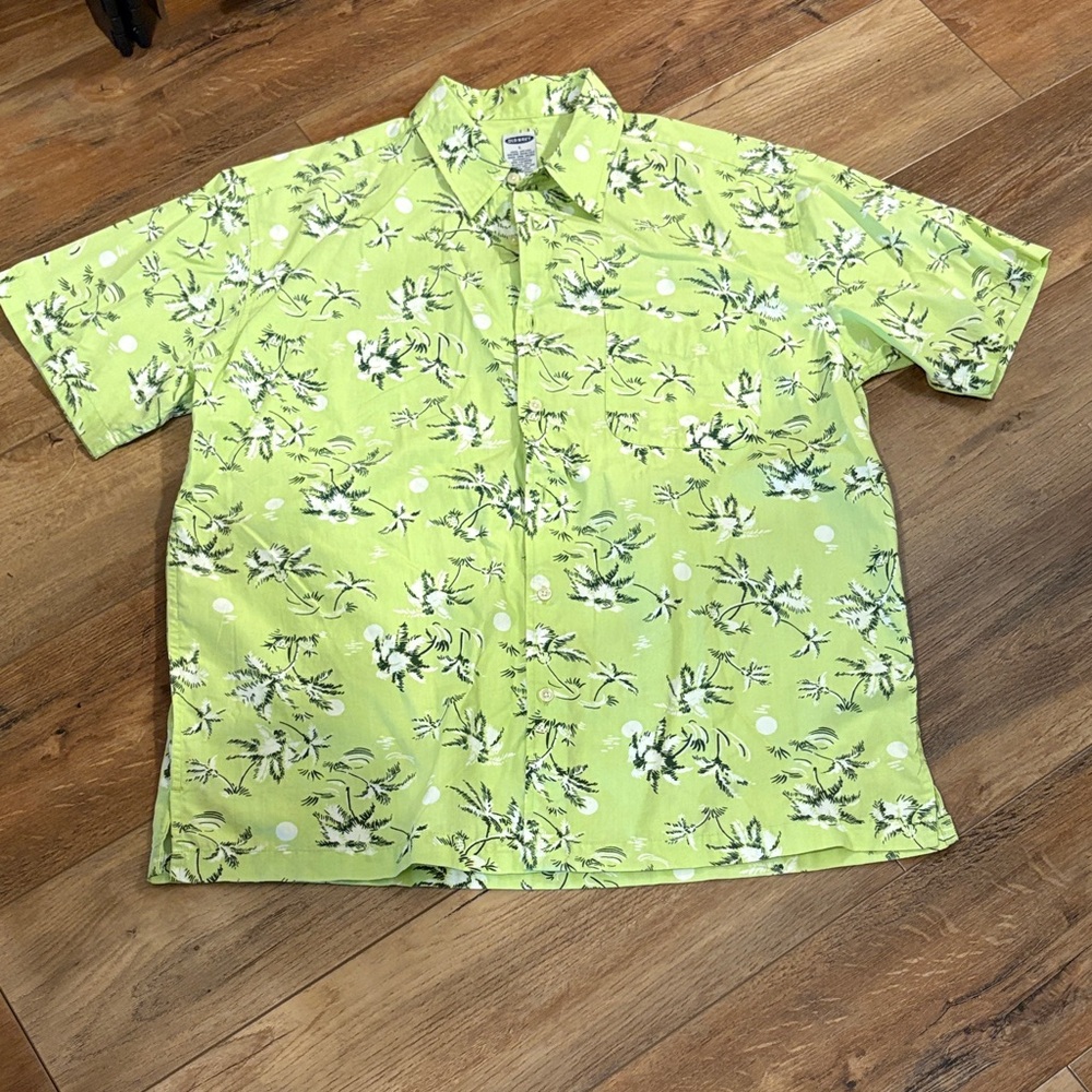 Old Navy Lime Green Hawaiian Button-Up